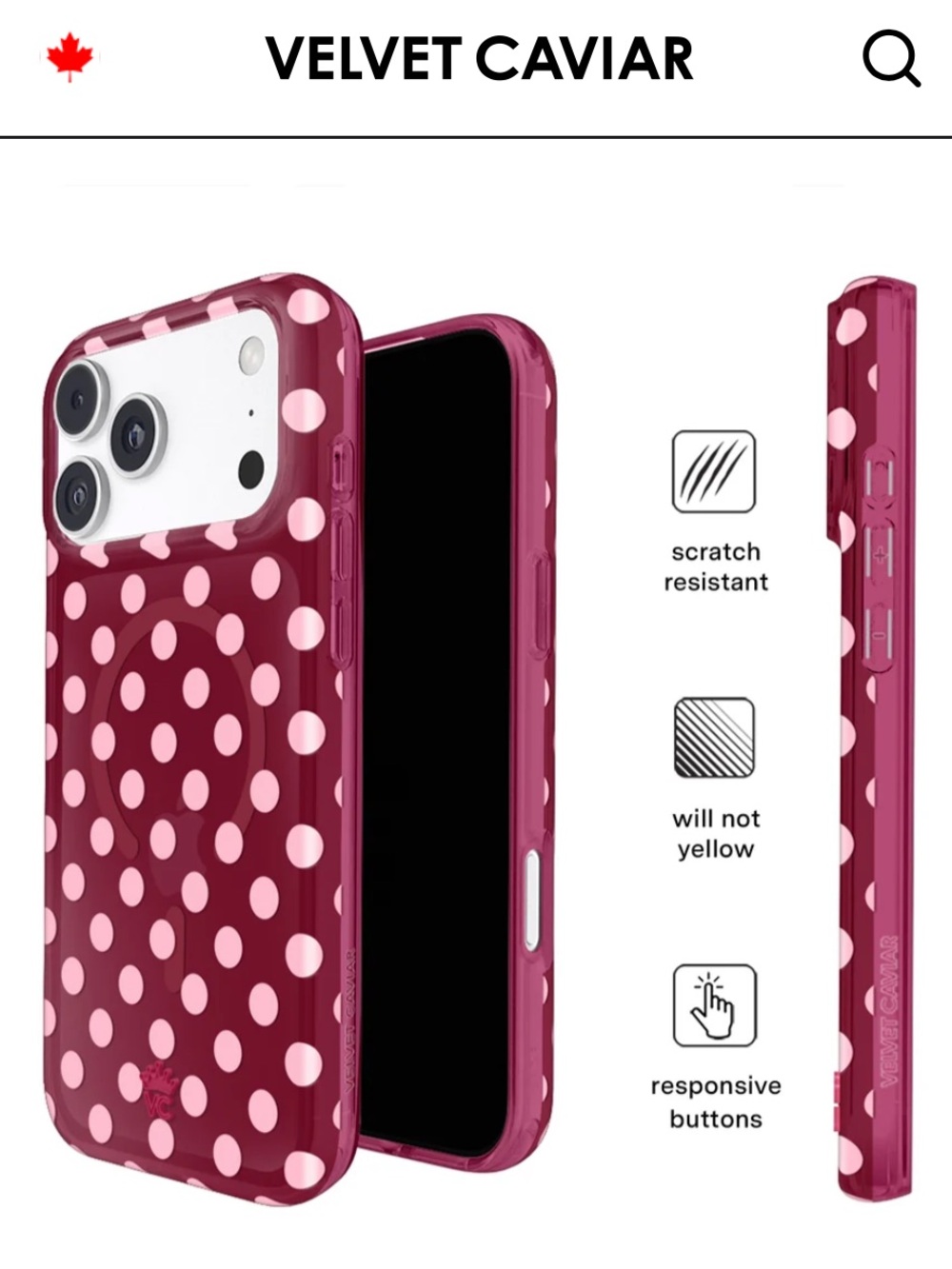 Velvet Caviar Raspberry Pink Polka Dot iPhone Case